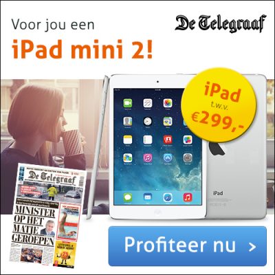 2 jaar De Telegraaf + Ipad mini 2 twv €299,-