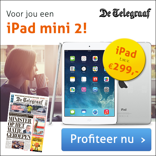 2 jaar De Telegraaf + Ipad mini 2 twv €299,-