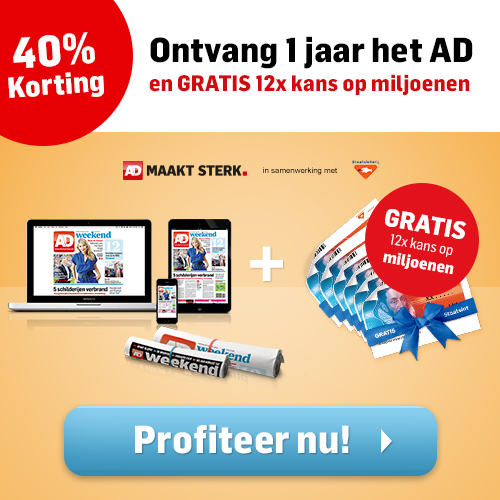 AD 1 jaar voor maar €5,99 per week + 6 1/5 staatsloten cadeau